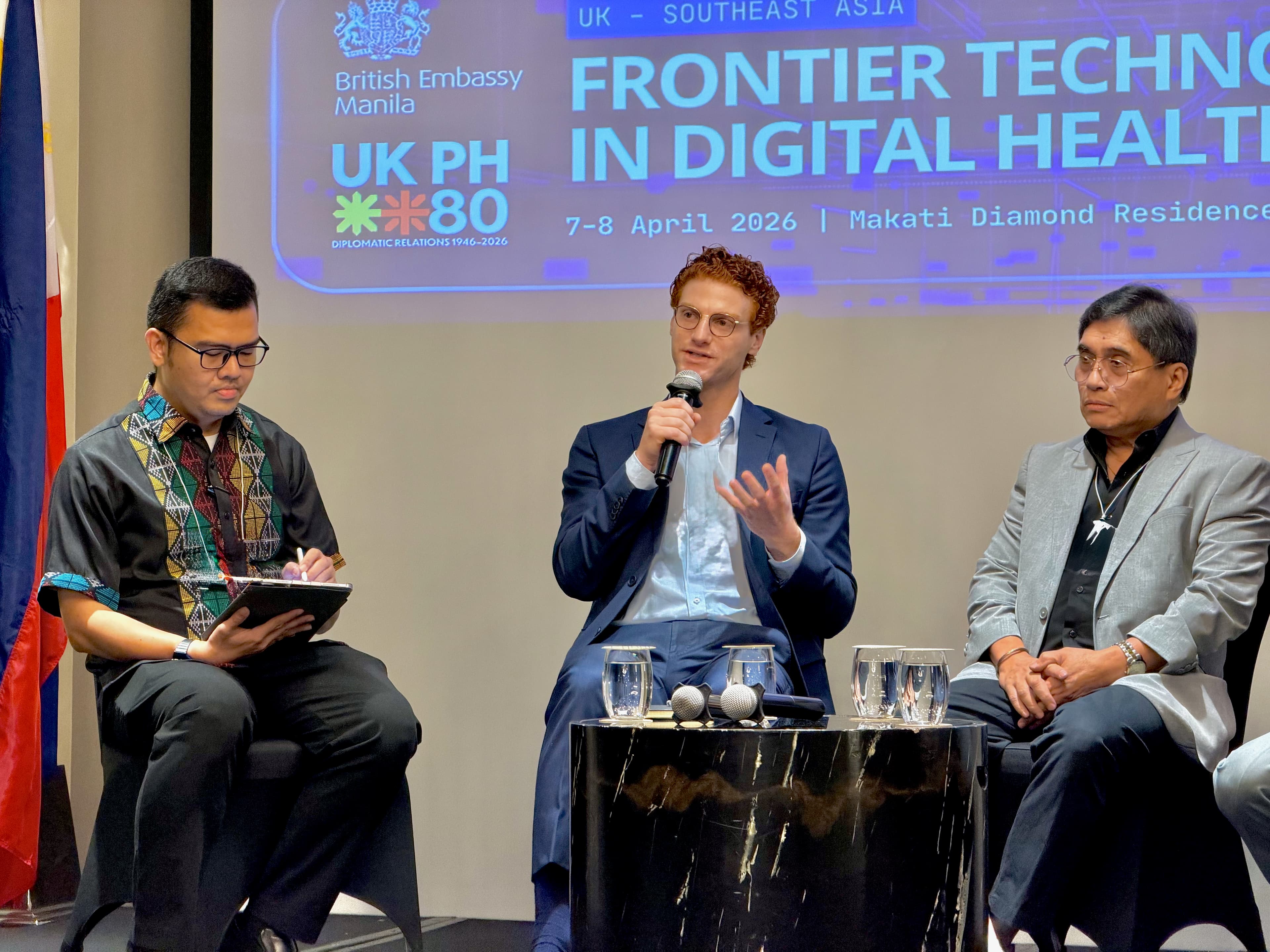 Marc Goldfinger speaking at a conference on NHS and life sciences policy